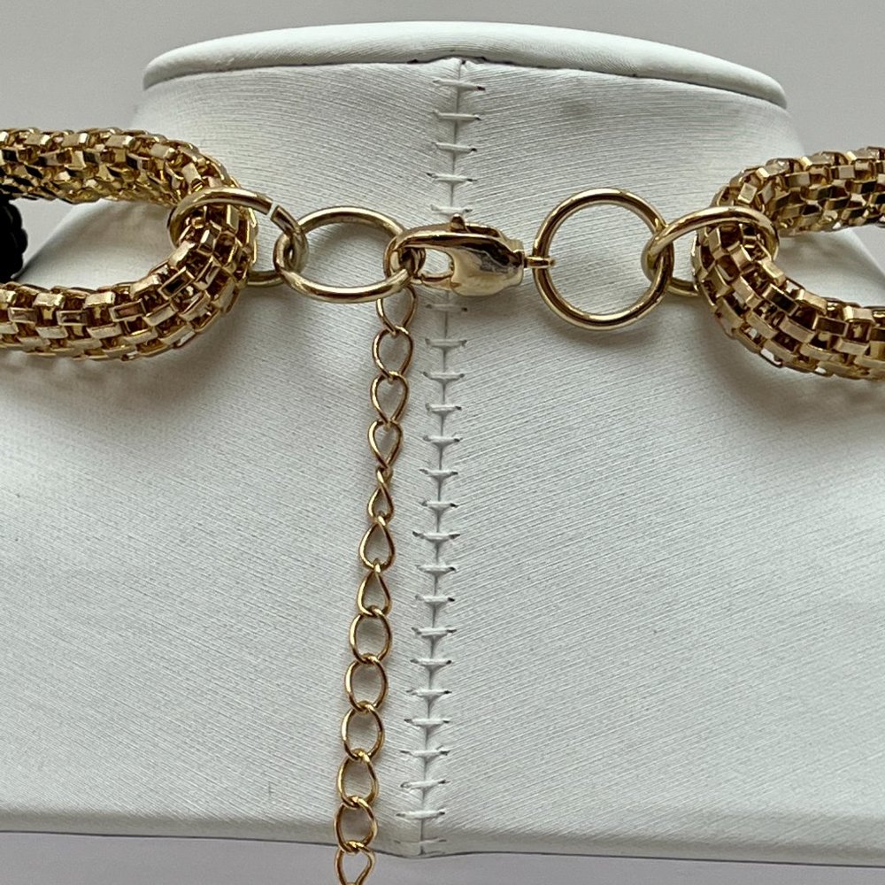 ❣️NEW❣️Debenhams Deco Rustic Mesh Oval Link Statement Collar Necklace Multi Tone - Picture 7 of 8